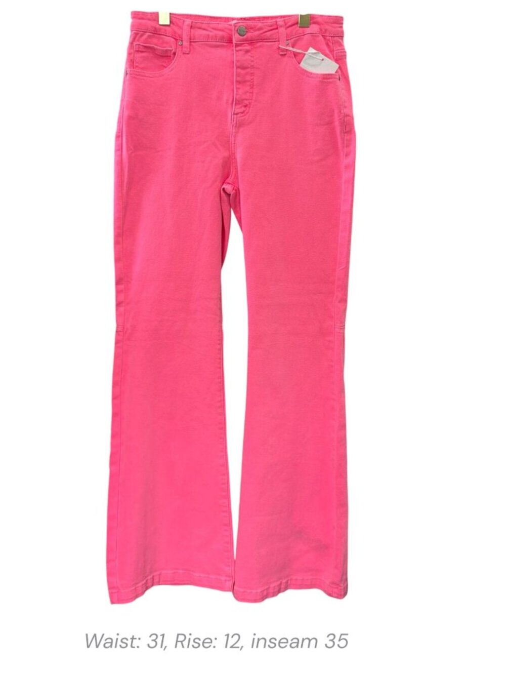Risen Hot Pink High-Waisted Wide Leg Jeans Size 13 Waist 31